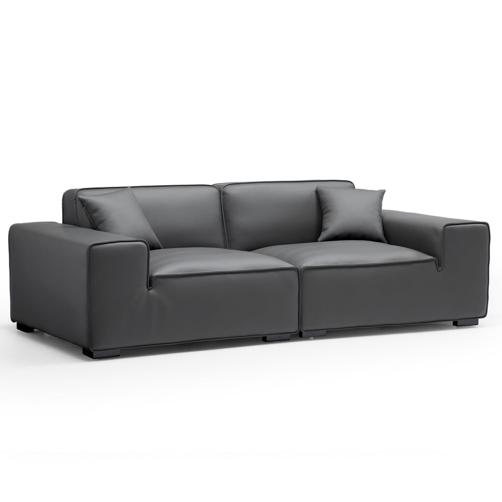 Domus Modular Dark Gray Leather Sofa