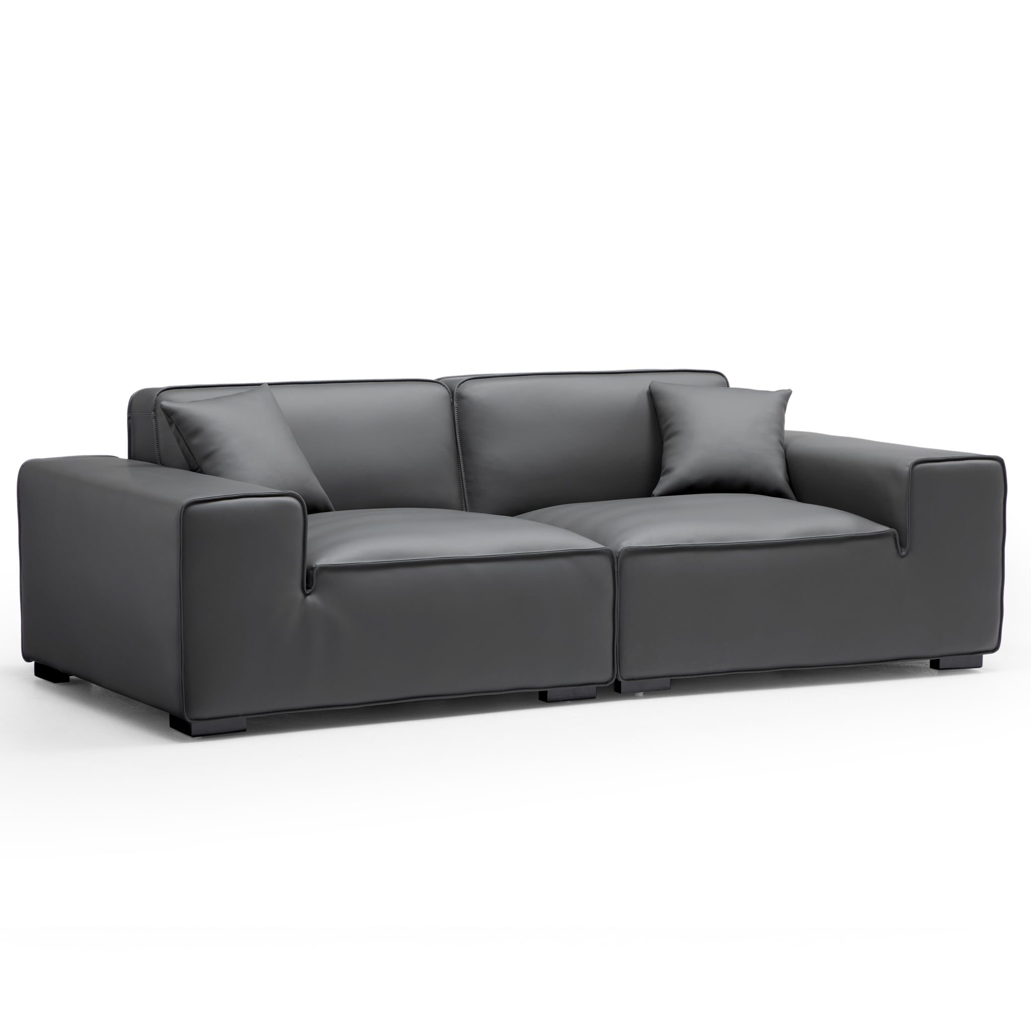 Domus Modular Dark Gray Leather Sofa