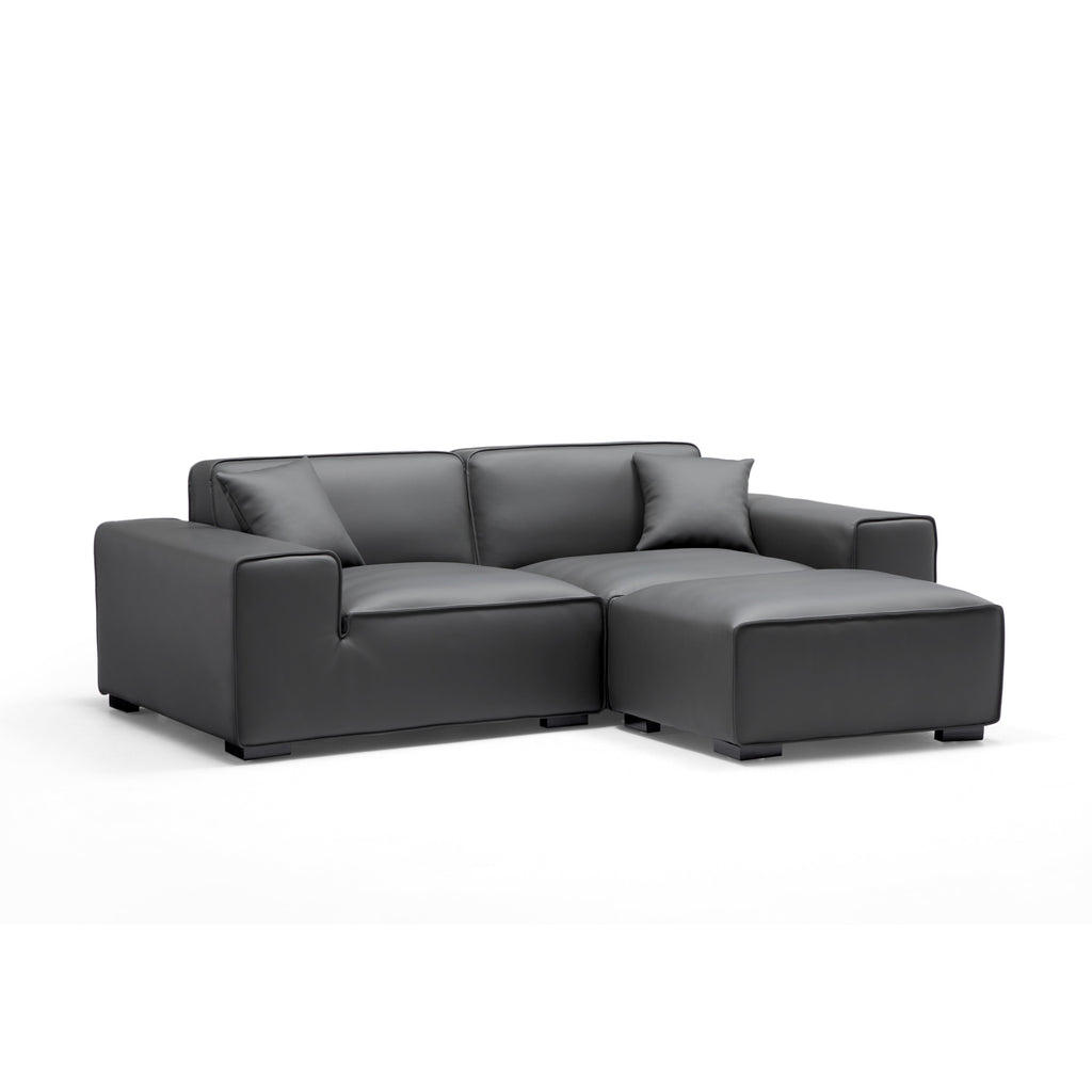 Domus Modular Khaki Leather Sofa and Ottoman