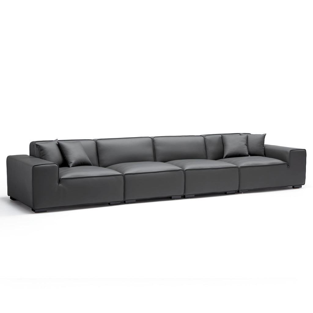 Domus Modular Dark Gray Leather Sofa