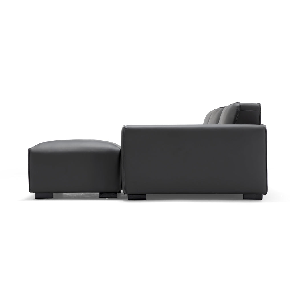 Domus Modular Khaki Leather Sofa and Ottoman