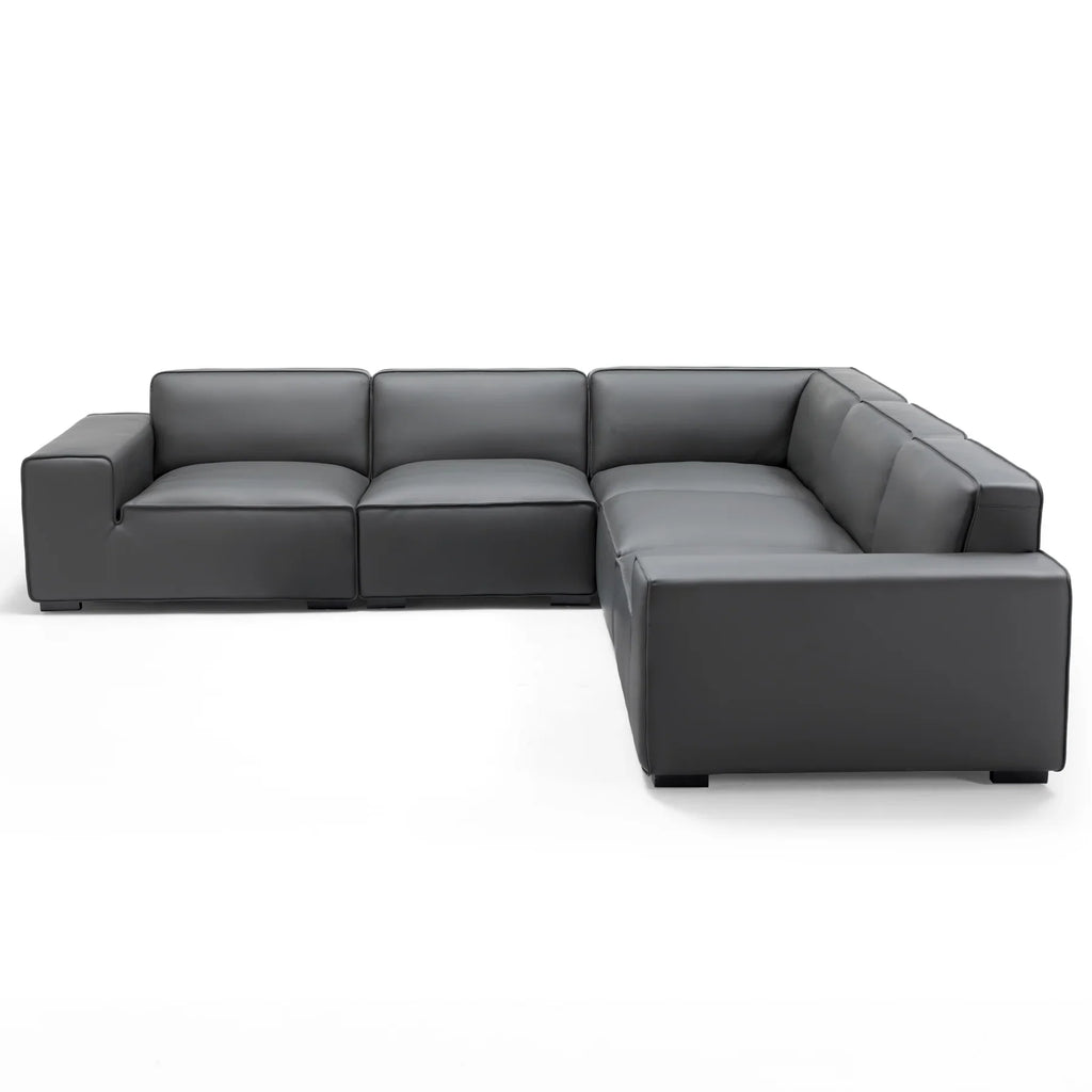 Domus Modular Khaki Leather L-Shaped Sectional