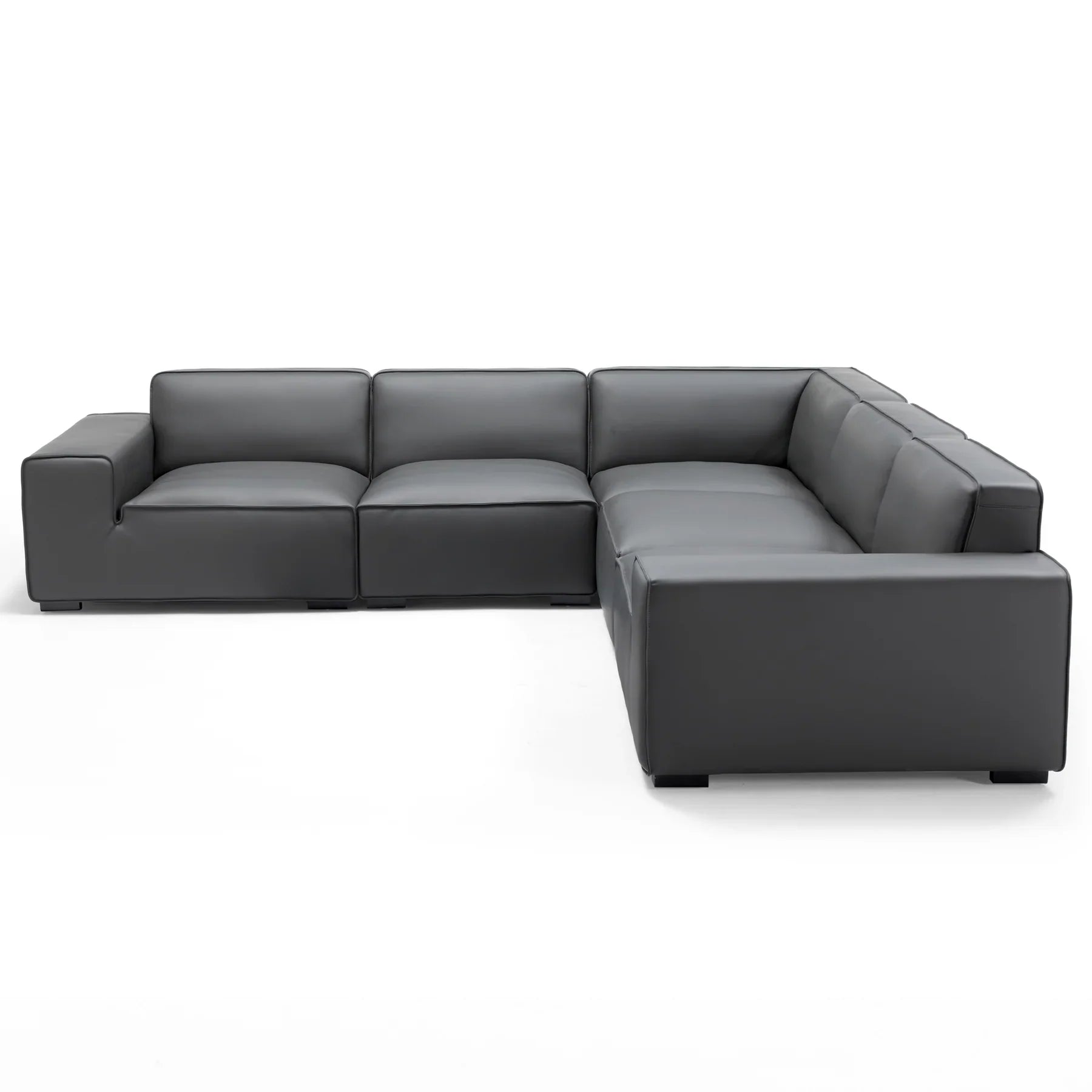 Domus Modular Khaki Leather L-Shaped Sectional