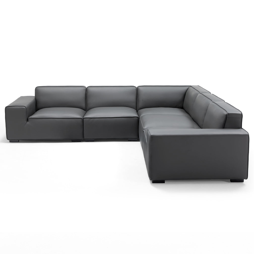 Domus Modular Brown Leather L-Shaped Sectional