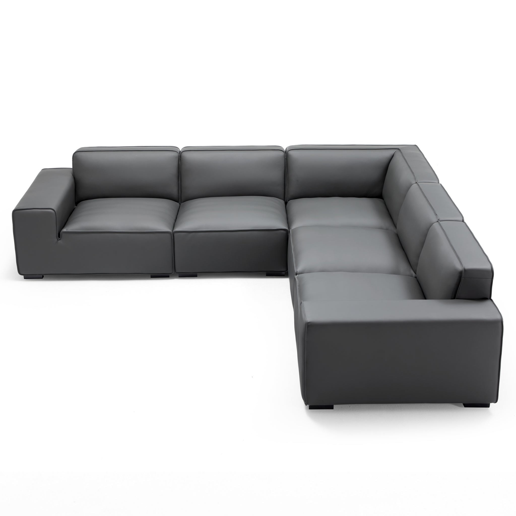 Domus Modular Beige Leather L-Shaped Sectional