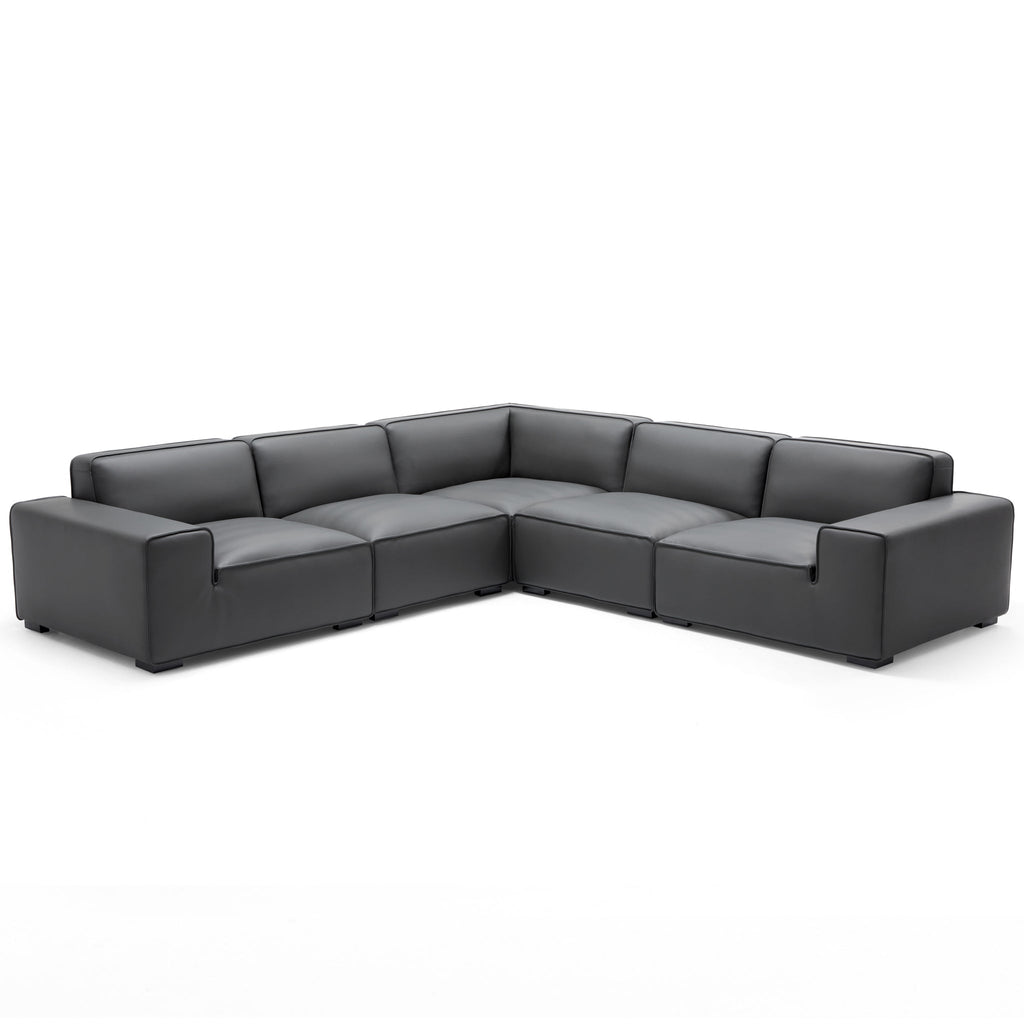 Domus Modular Brown Leather L-Shaped Sectional