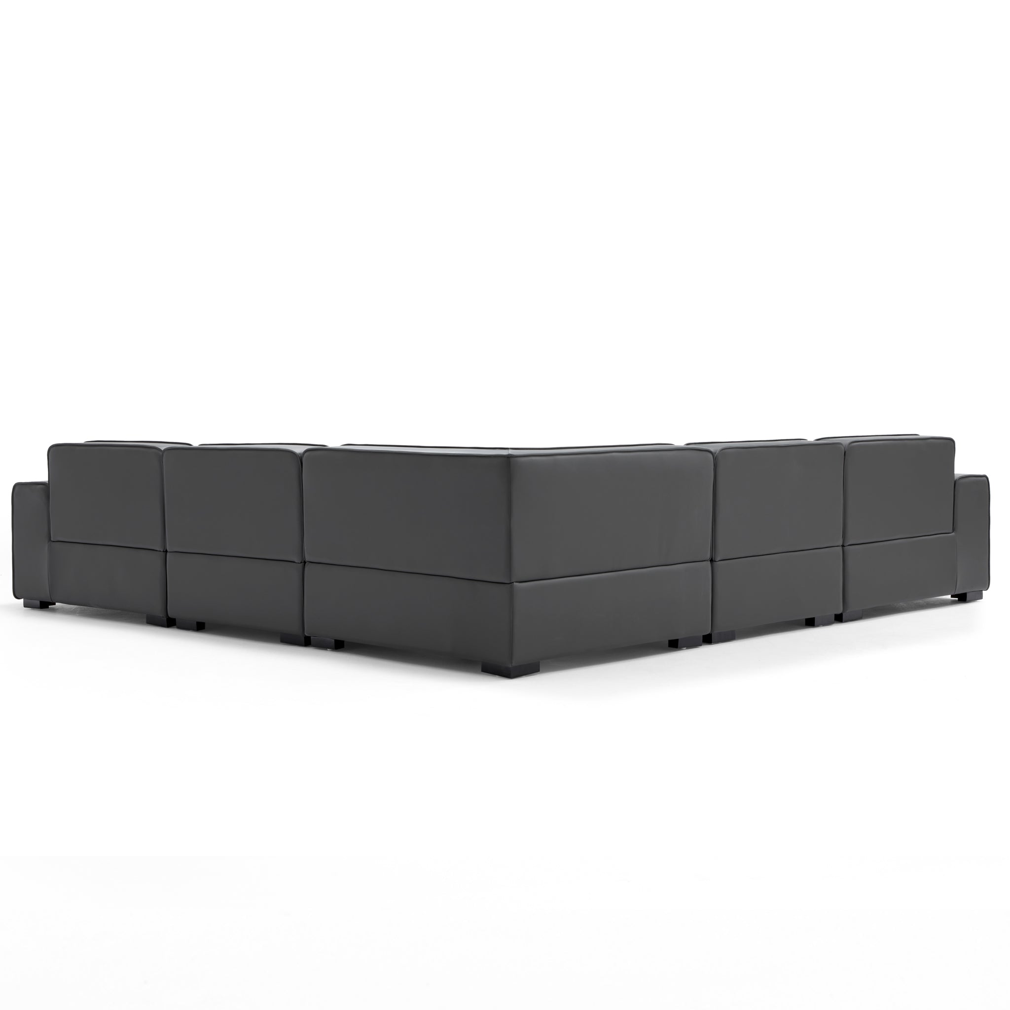 Domus Modular Beige Leather L-Shaped Sectional