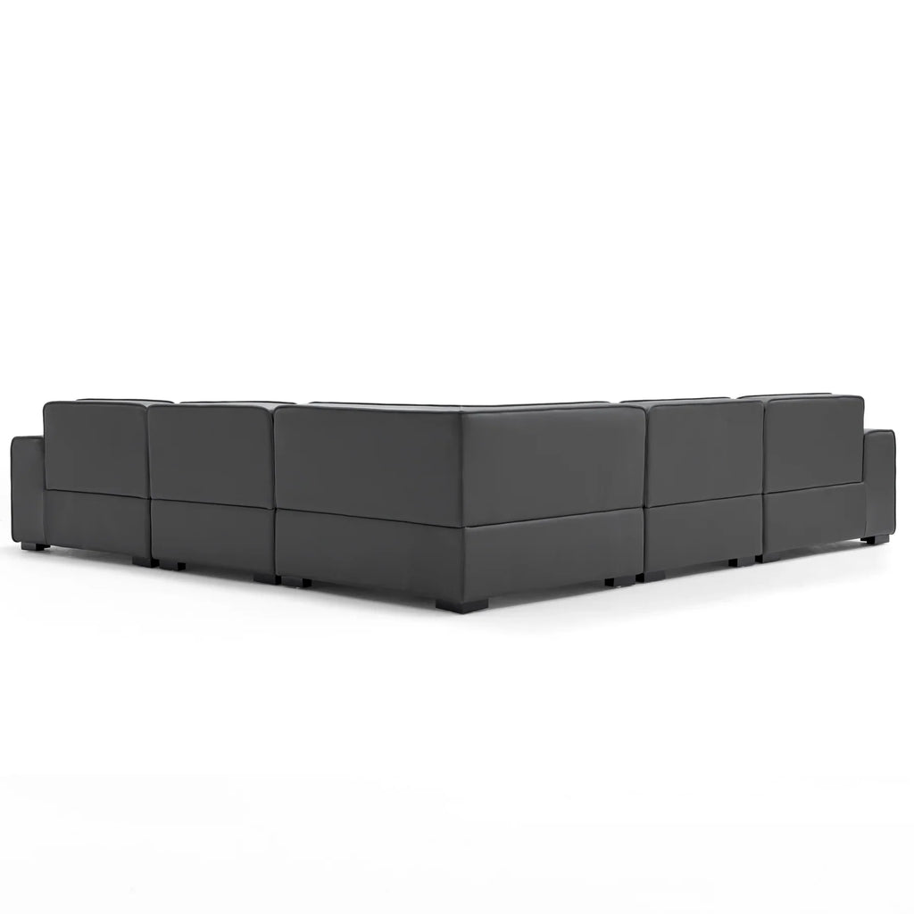 Domus Modular Khaki Leather L-Shaped Sectional
