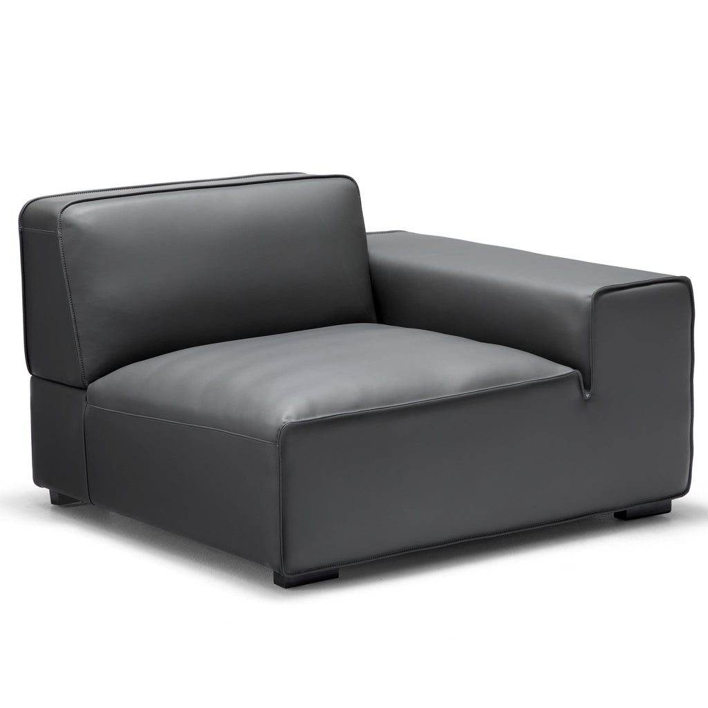 Domus Modular Beige Leather Sofa and Ottoman