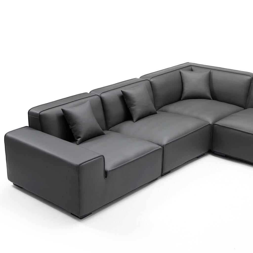Domus Modular Beige Leather U-Shaped Sectional
