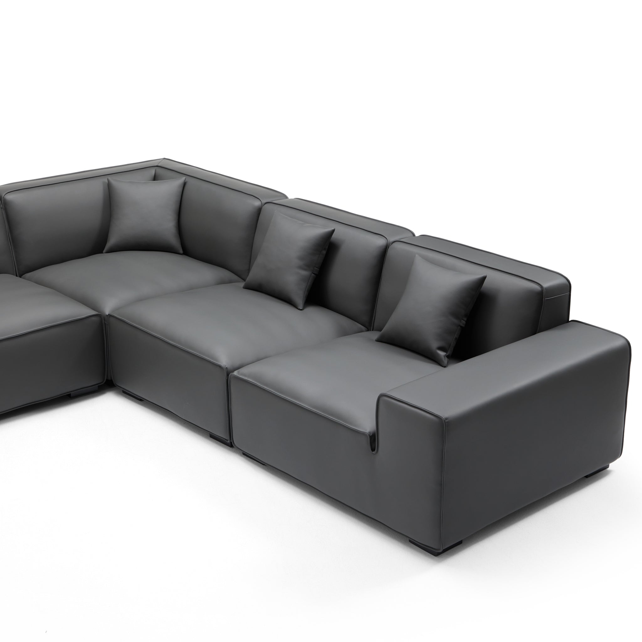 Domus Modular Beige Leather U-Shaped Sectional