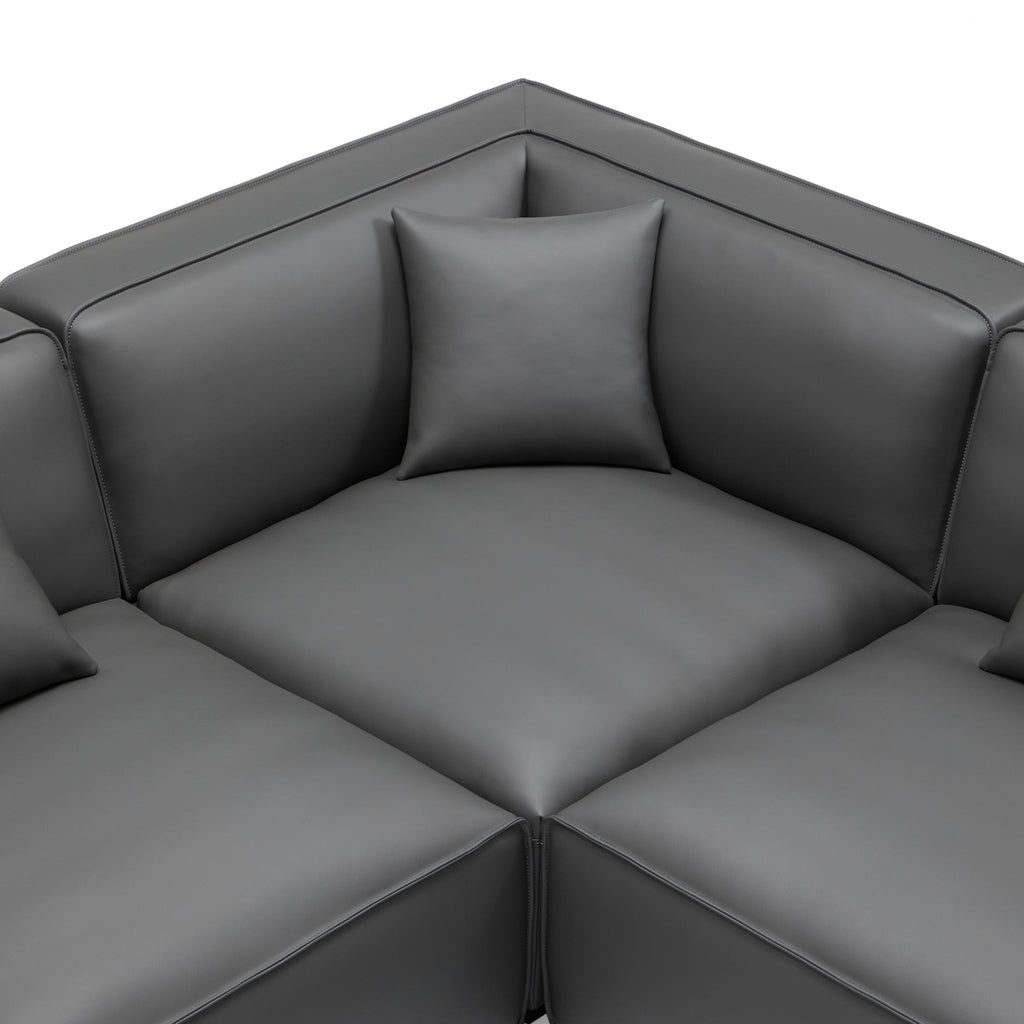 Domus Modular Black Leather L-Shaped Sectional