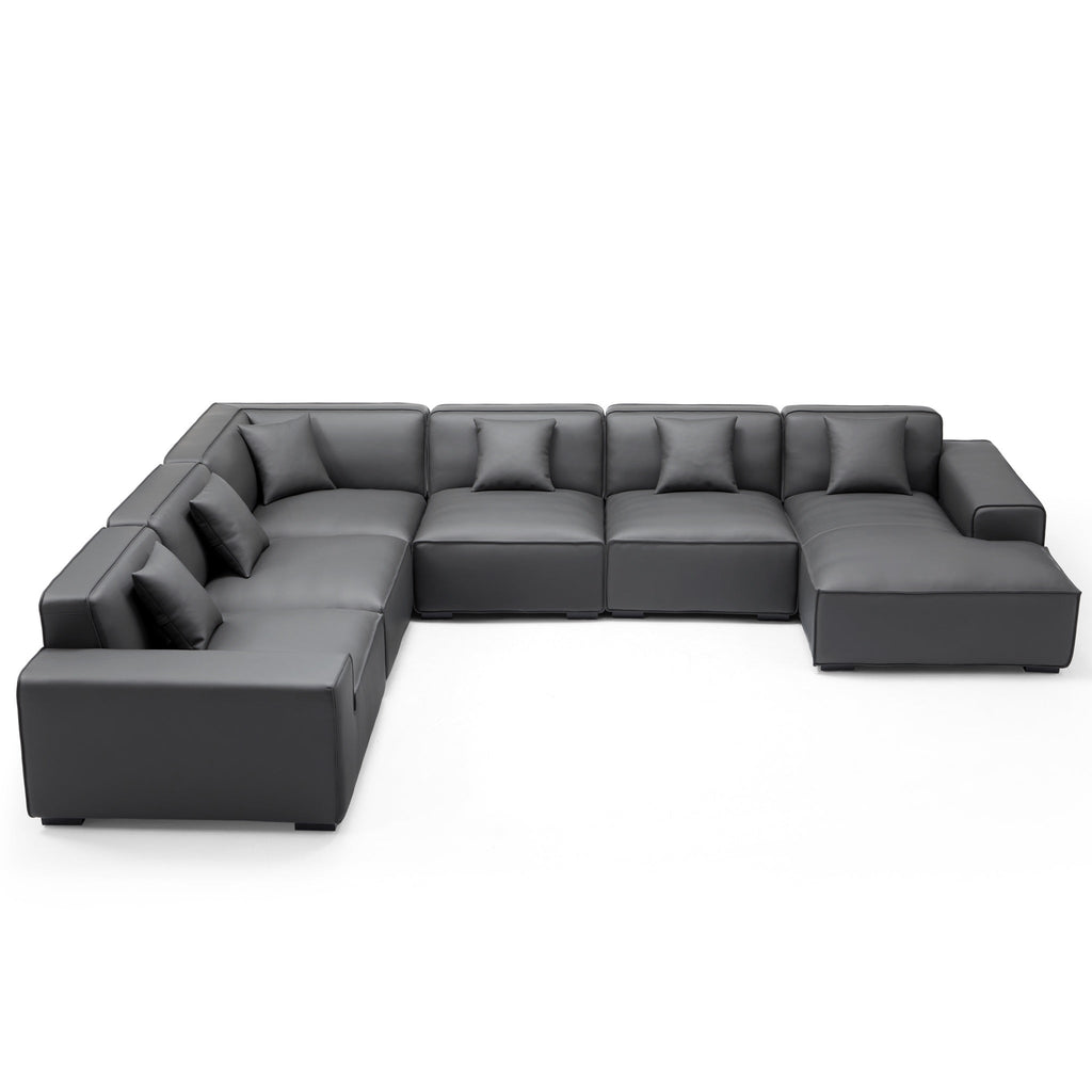 Domus Modular Beige Leather U-Shaped Sectional