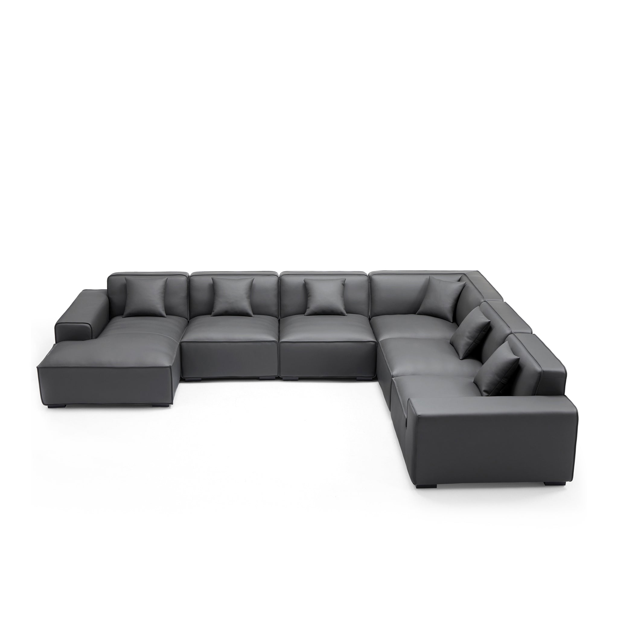 Domus Modular Dark Gray Leather U-Shaped Sectional