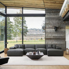 Domus Modular Khaki Leather U-Shaped Sectional Sofa