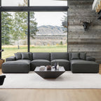 Domus Modular Dark Gray Leather U-Shaped Sectional Sofa