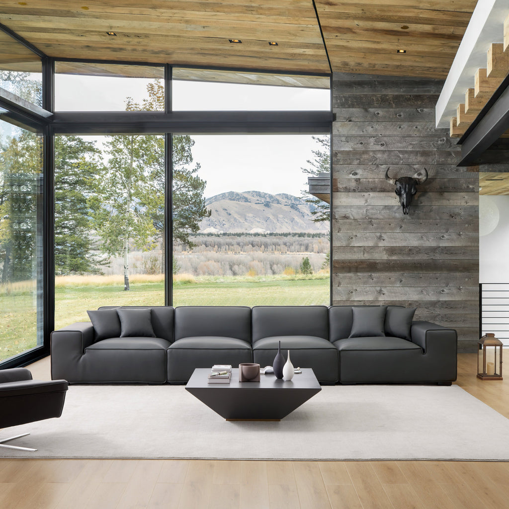 Domus Modular Dark Gray Leather Sofa