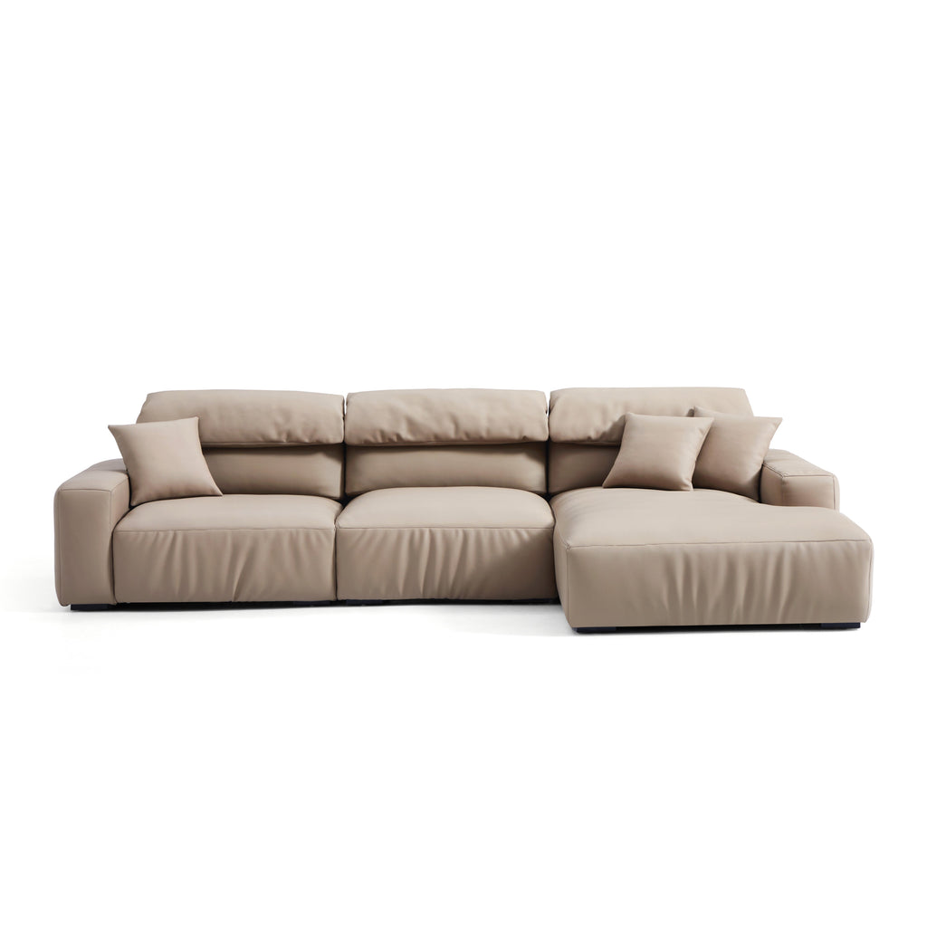 Chestnut Khaki Leather Sectional
