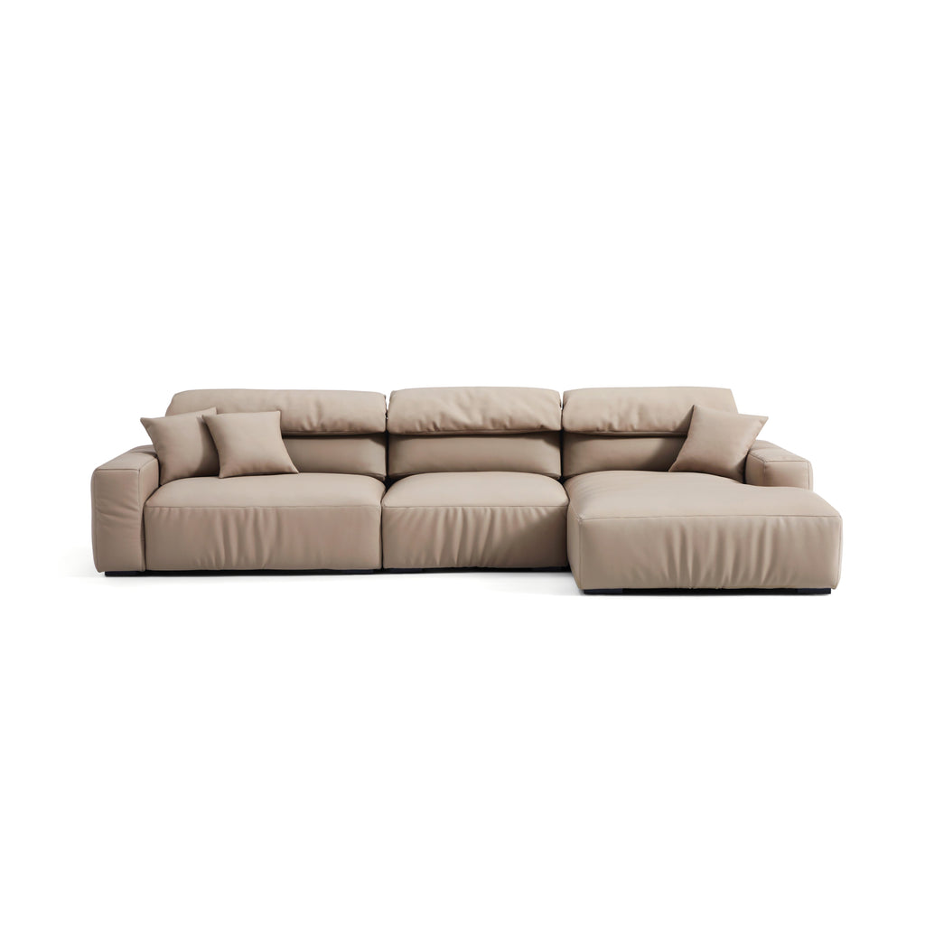 Chestnut Khaki Leather Sectional
