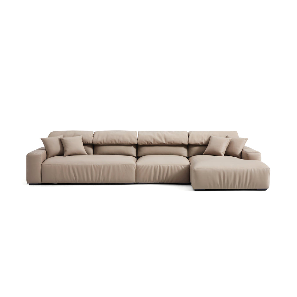 Chestnut Khaki Leather Sectional