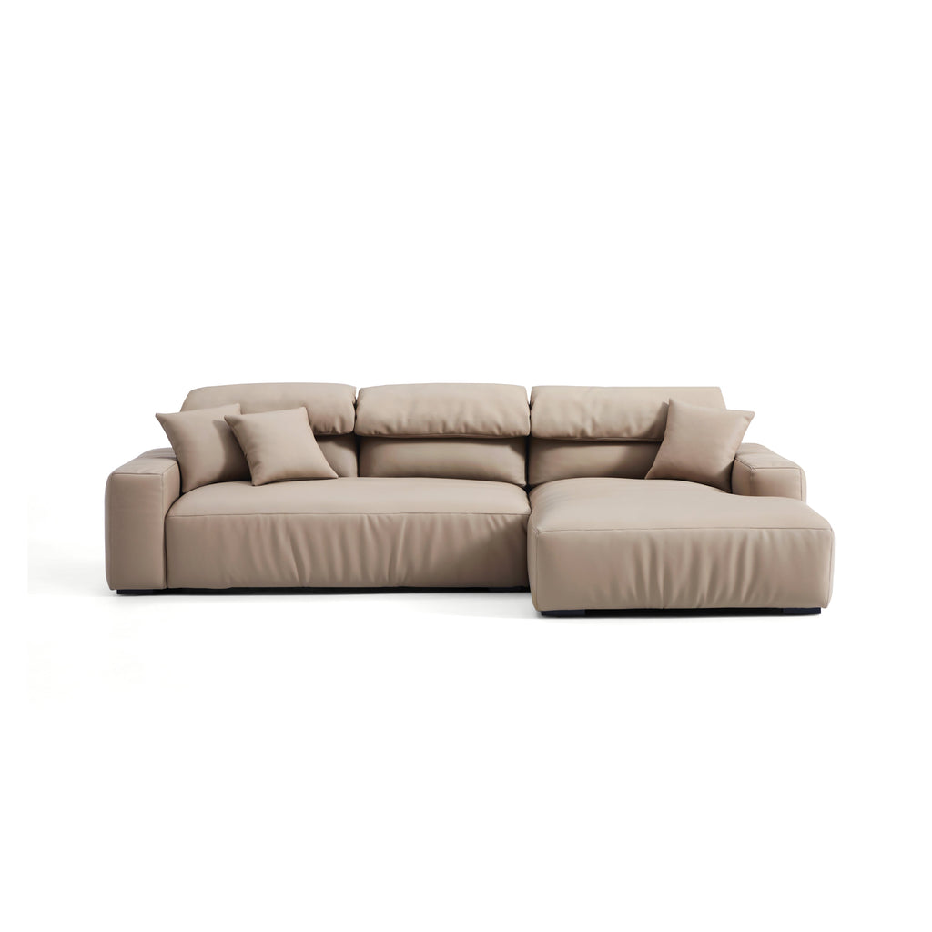 Chestnut Khaki Leather Sectional