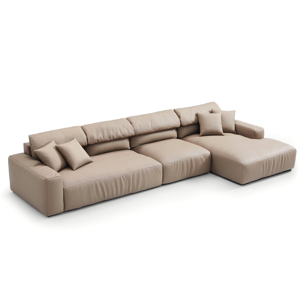 Chestnut Khaki Leather Sectional