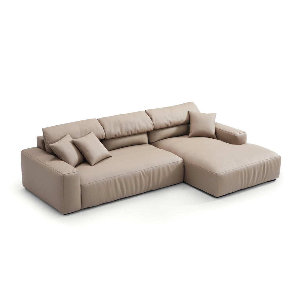Chestnut Khaki Leather Sectional