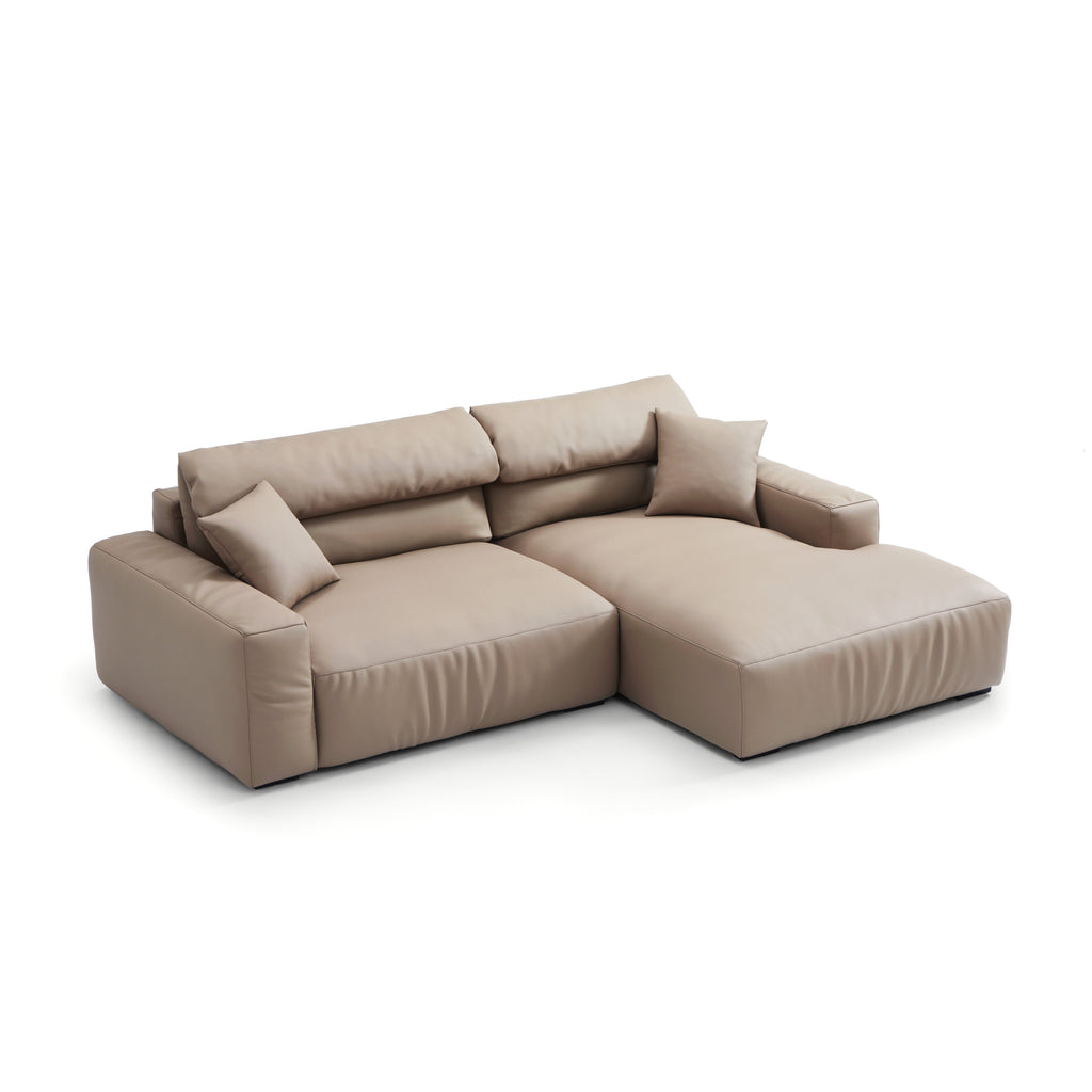 Chestnut Khaki Leather Sectional