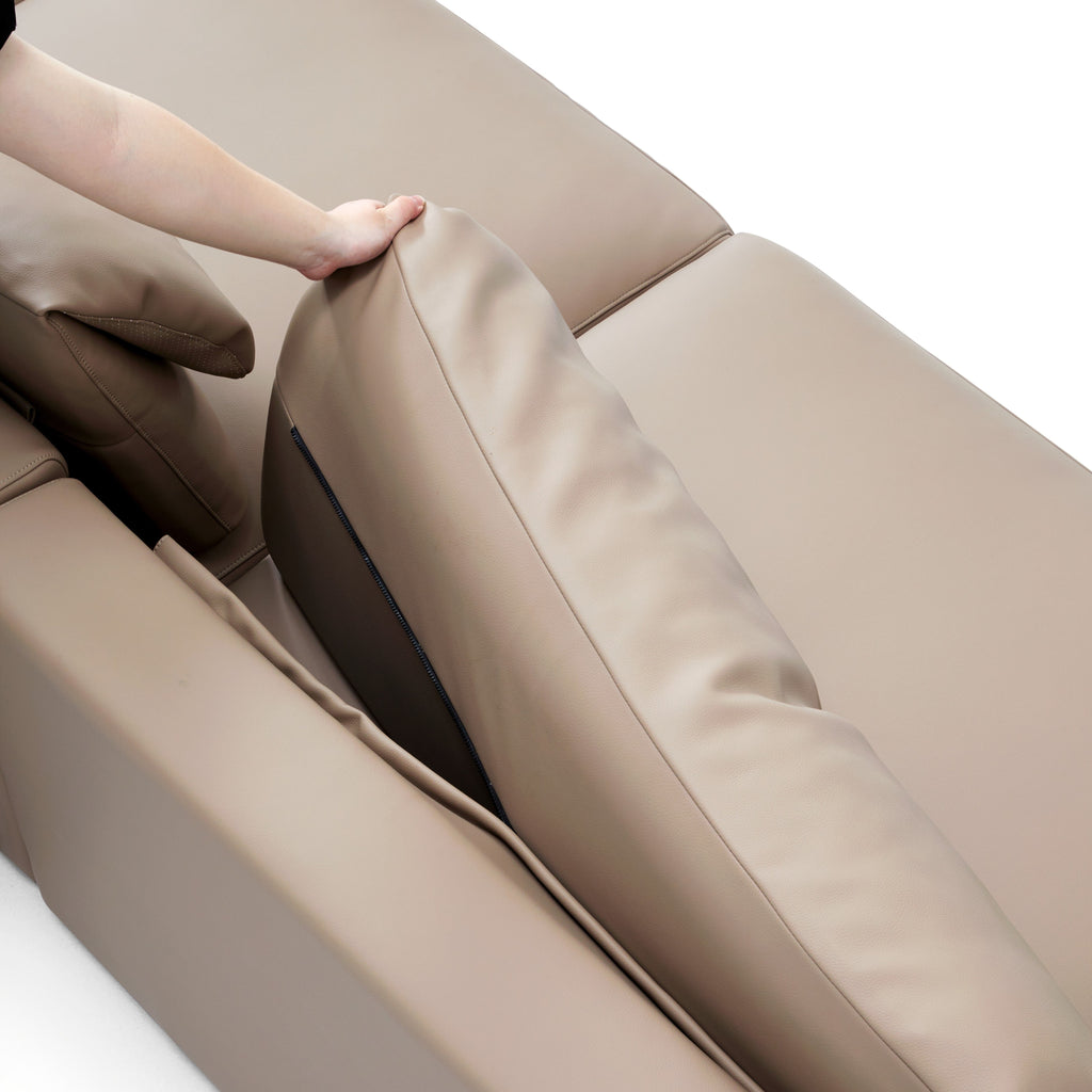 Chestnut Khaki Leather Double Chaise Sectional