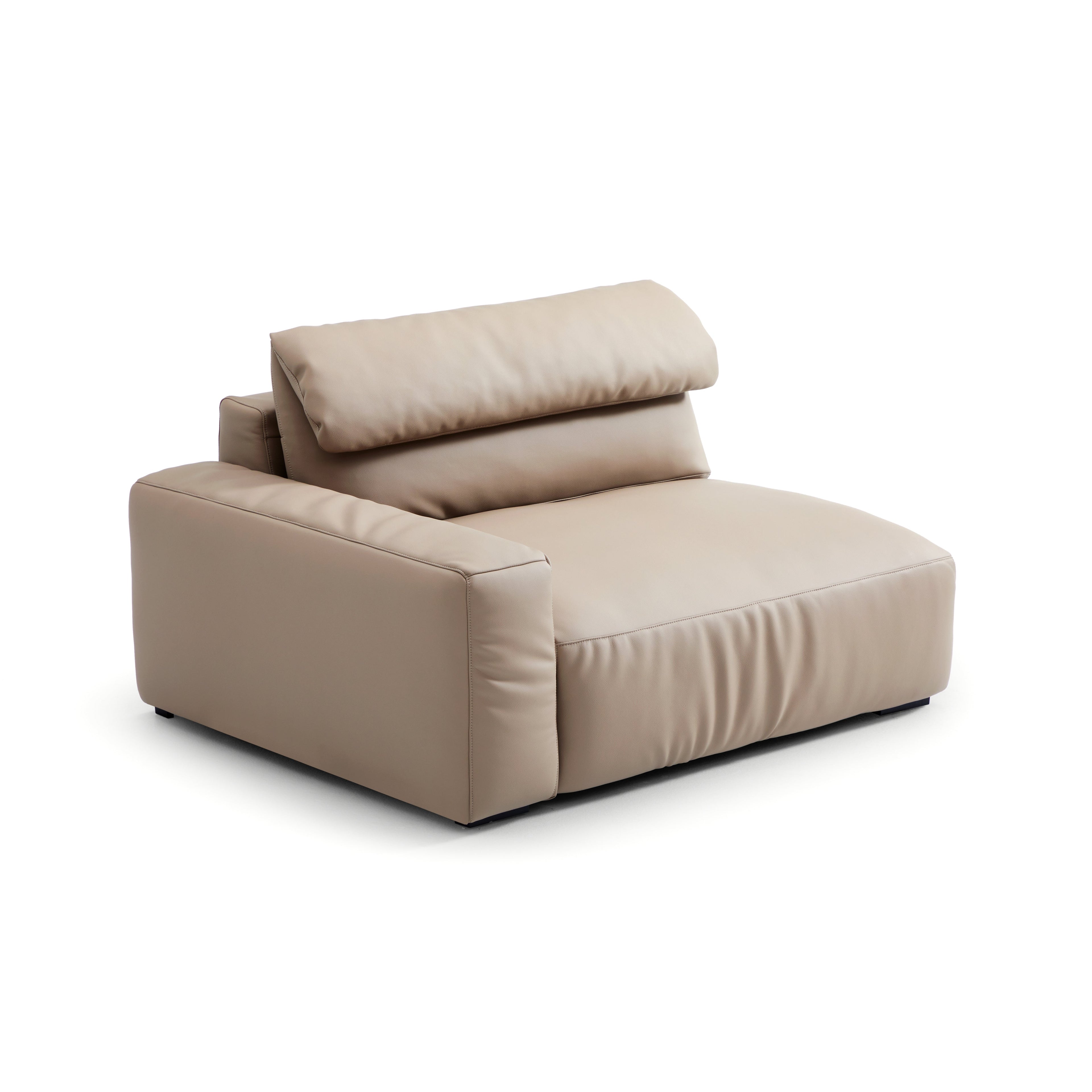 Chestnut Khaki Leather Double Chaise Sectional