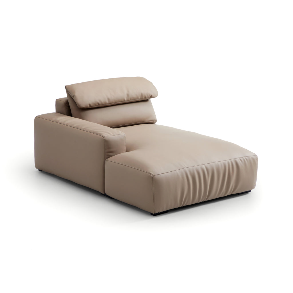 Chestnut Khaki Leather Double Chaise Sectional