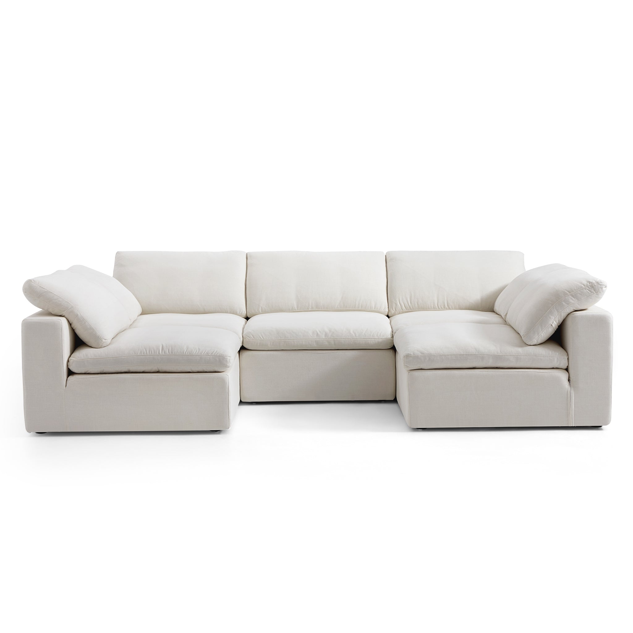 Canapé d'angle beige en forme de U Tender Wabi-Sabi avec extrémités ouvertes