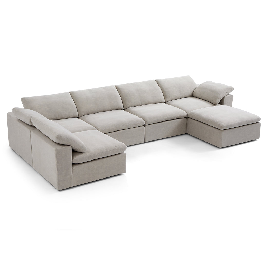 Canapé sectionnel et pouf en L Tender Wabi-Sabi gris