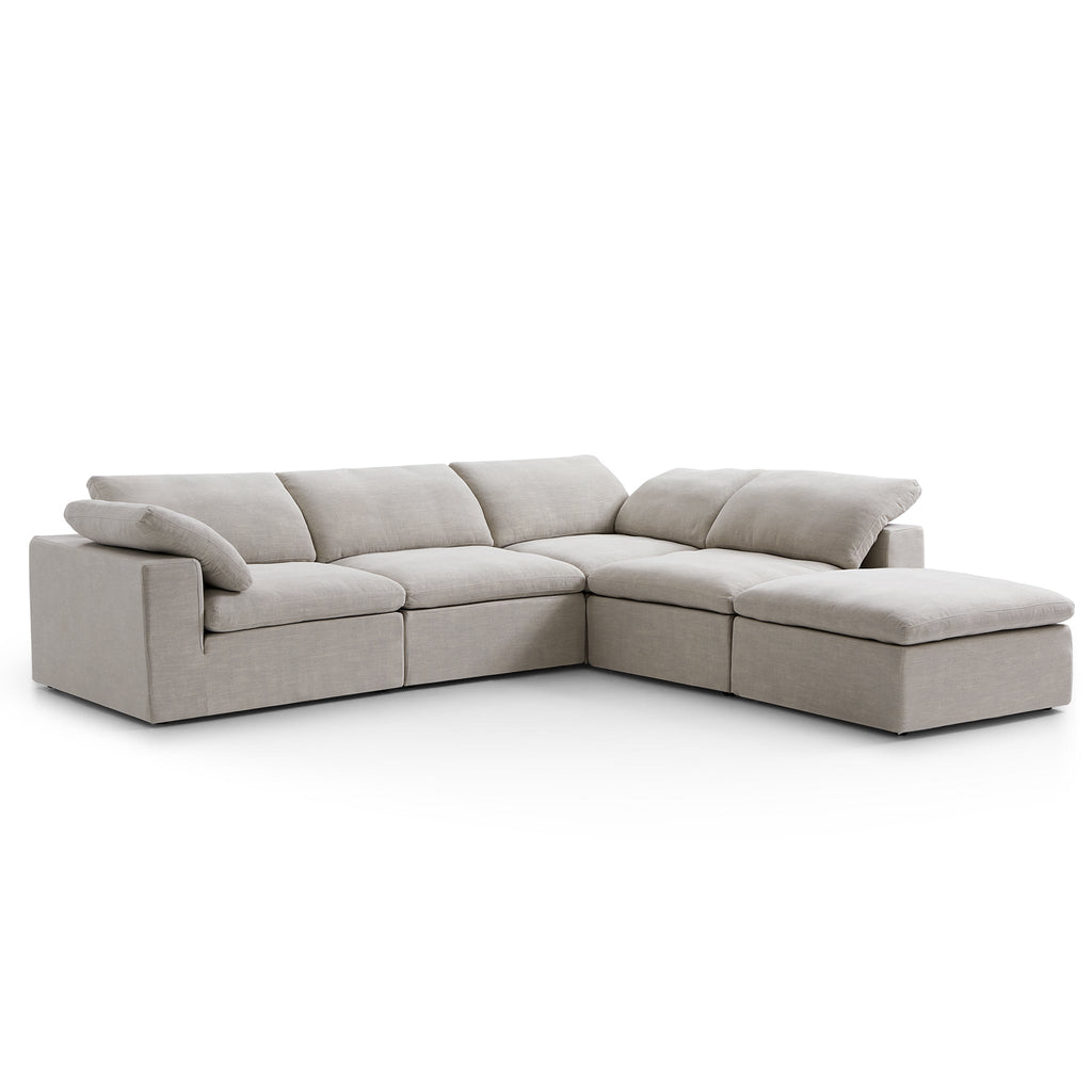 Canapé sectionnel et pouf en L Tender Wabi-Sabi gris