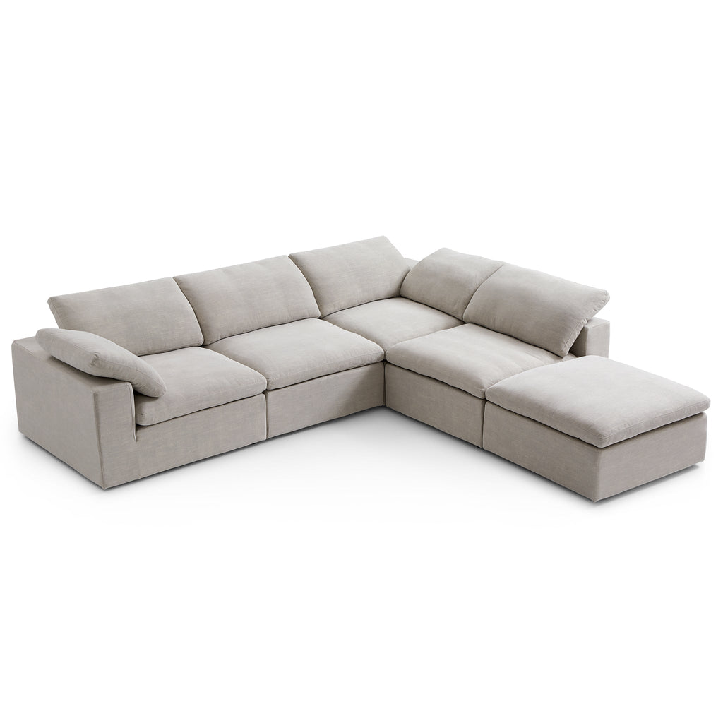 Canapé sectionnel et pouf Tender Wabi-Sabi blanc en forme de L