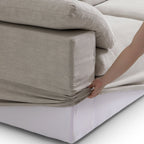 Canapé d'angle en U gris tendre Wabi-Sabi avec extrémités ouvertes