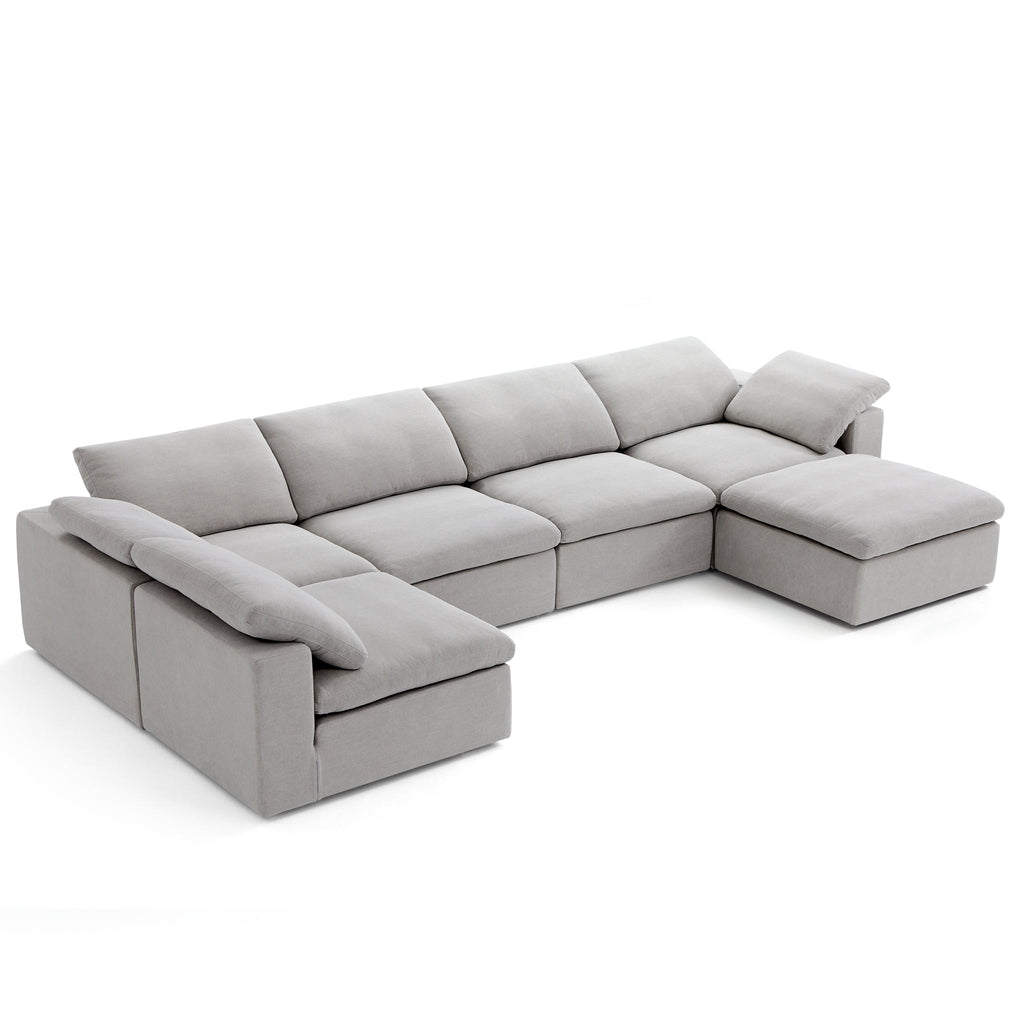 Canapé sectionnel et pouf Tender Wabi-Sabi blanc en forme de L