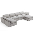 Canapé sectionnel et pouf Tender Wabi-Sabi blanc en forme de L