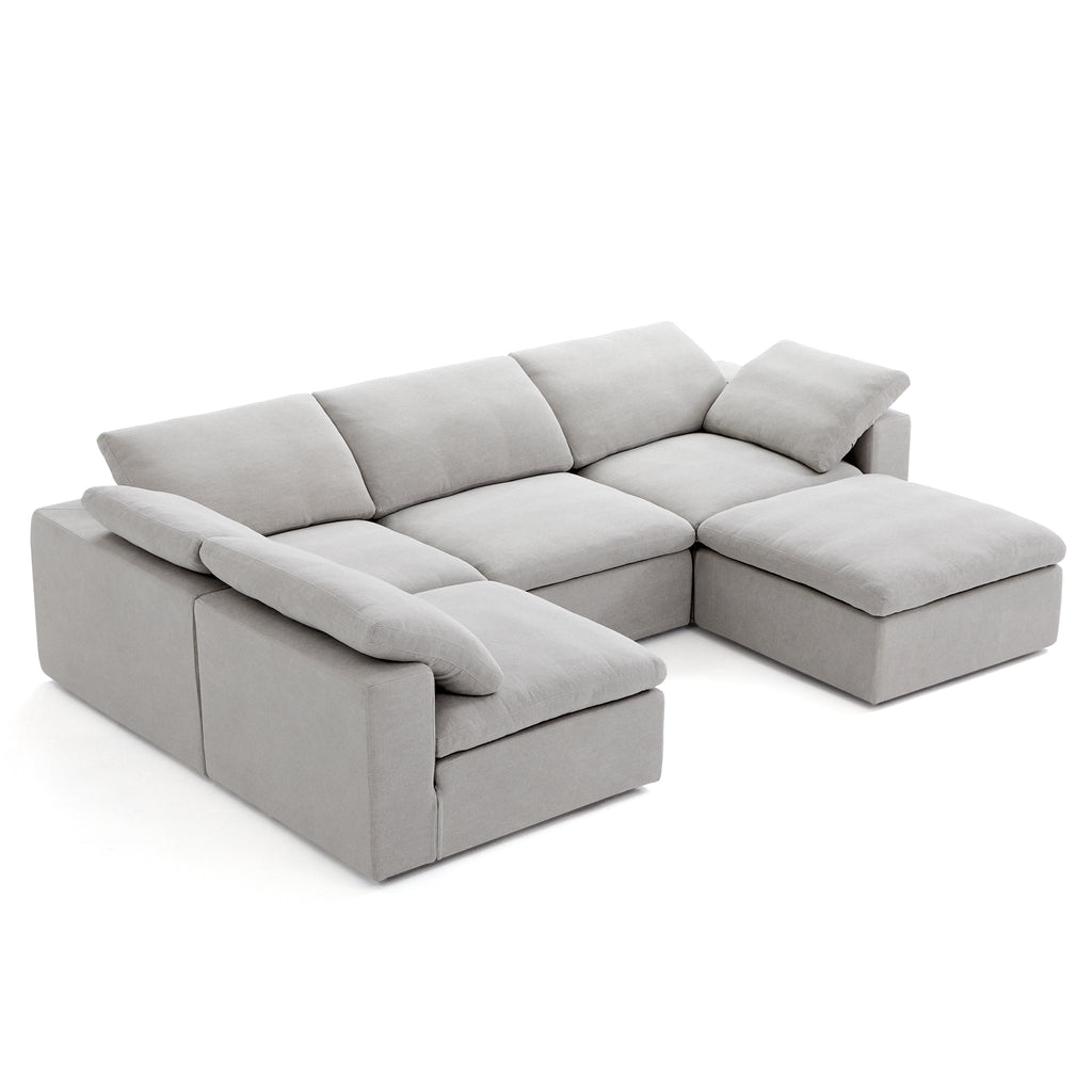 Canapé sectionnel et pouf Tender Wabi-Sabi blanc en forme de L