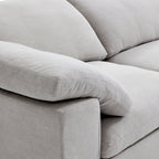 Canapé d'angle en U gris tendre Wabi-Sabi avec extrémités ouvertes