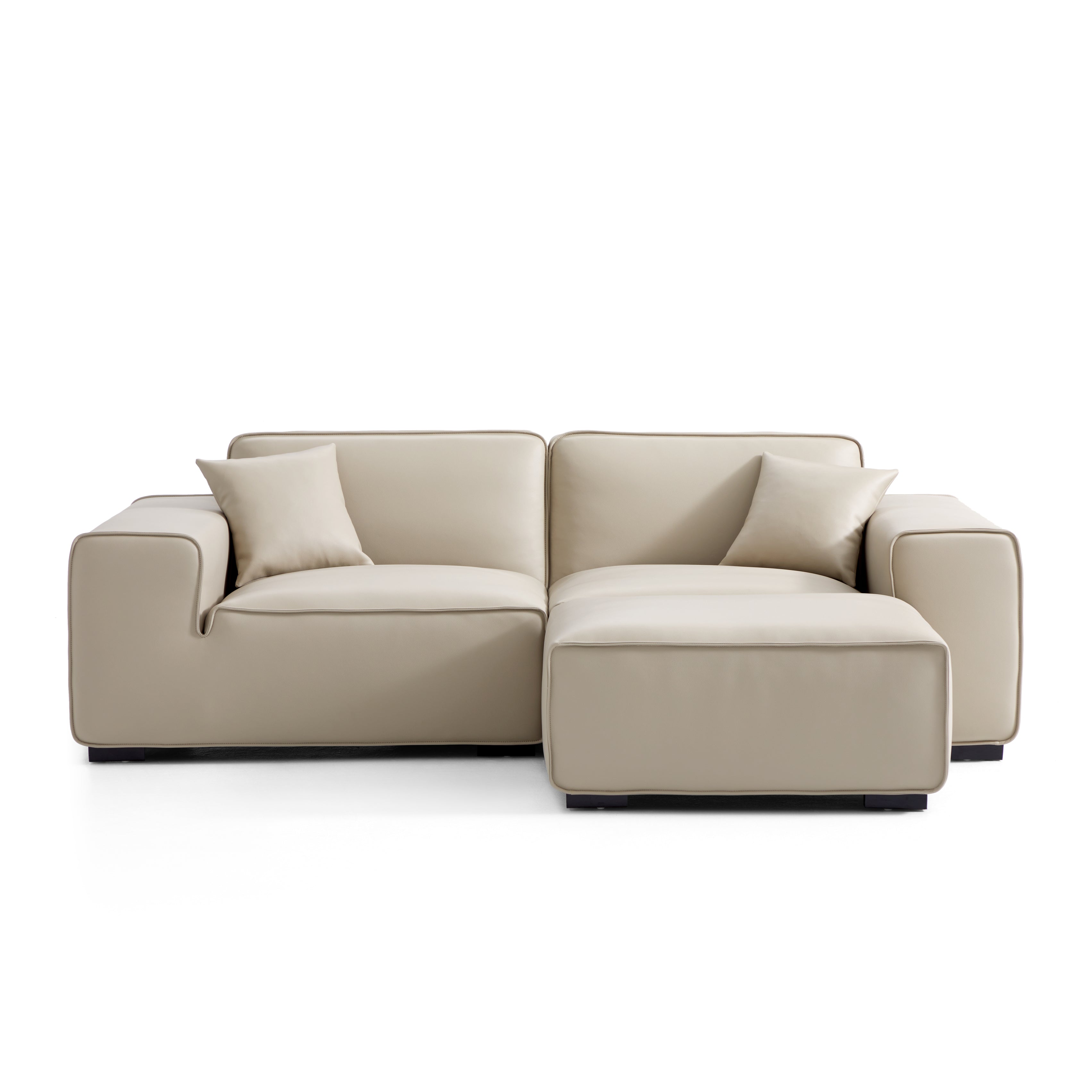 Domus Modular Khaki Leather Sofa and Ottoman