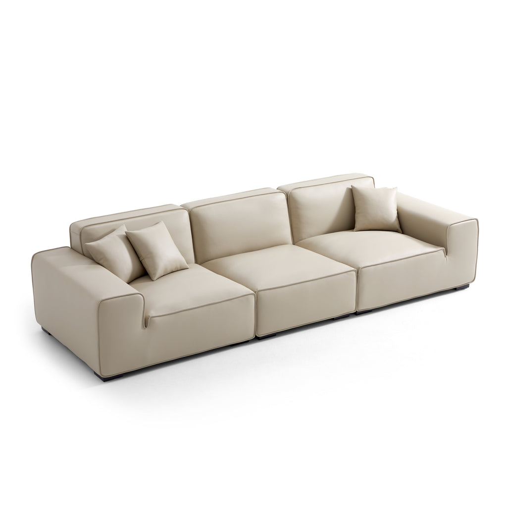 Domus Modular Black Leather Sofa