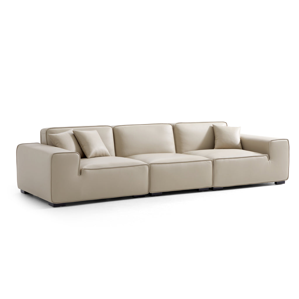 Domus Modular Black Leather Sofa