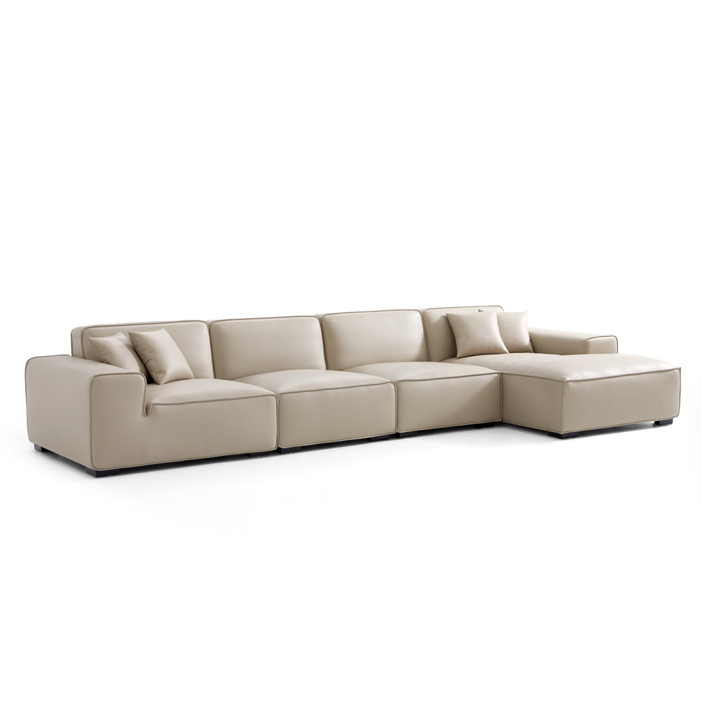 Domus Modular Black Leather Sectional Sofa
