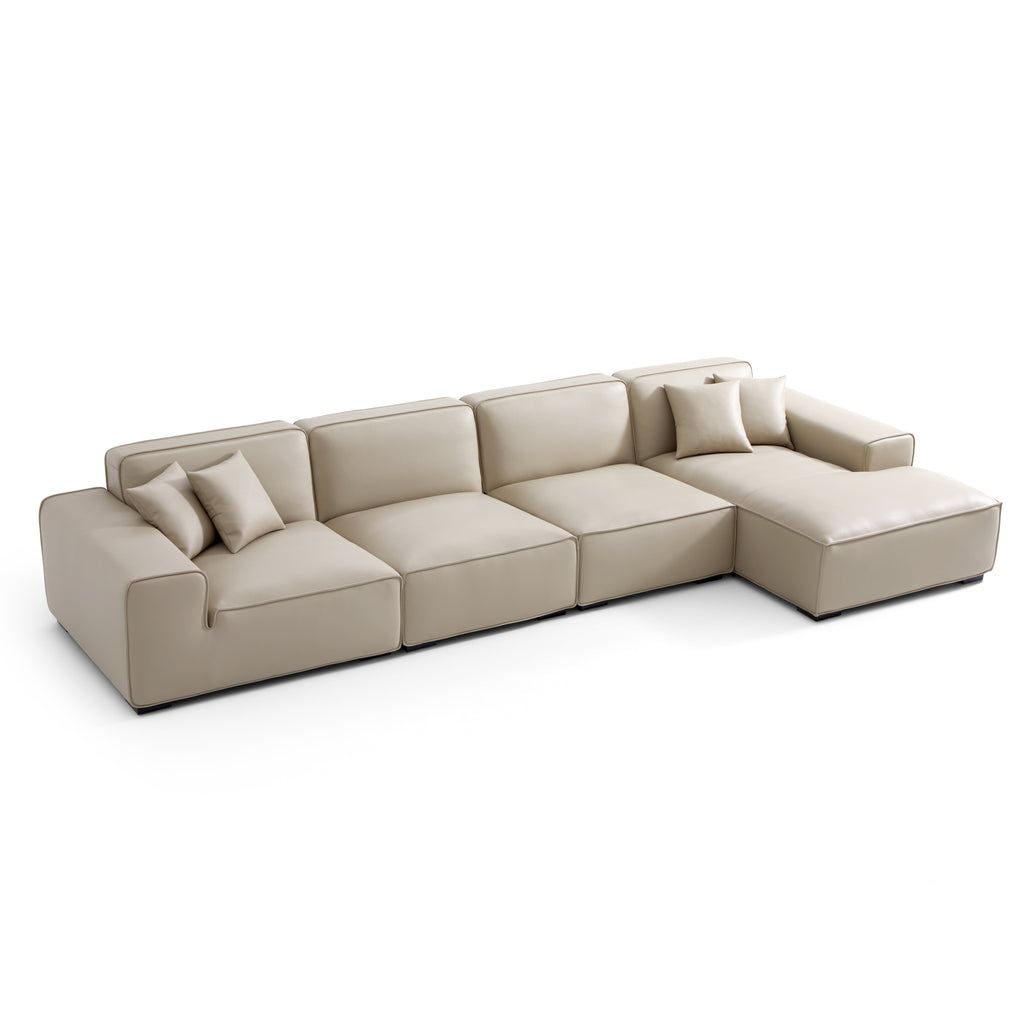 Domus Modular Black Leather Sectional Sofa