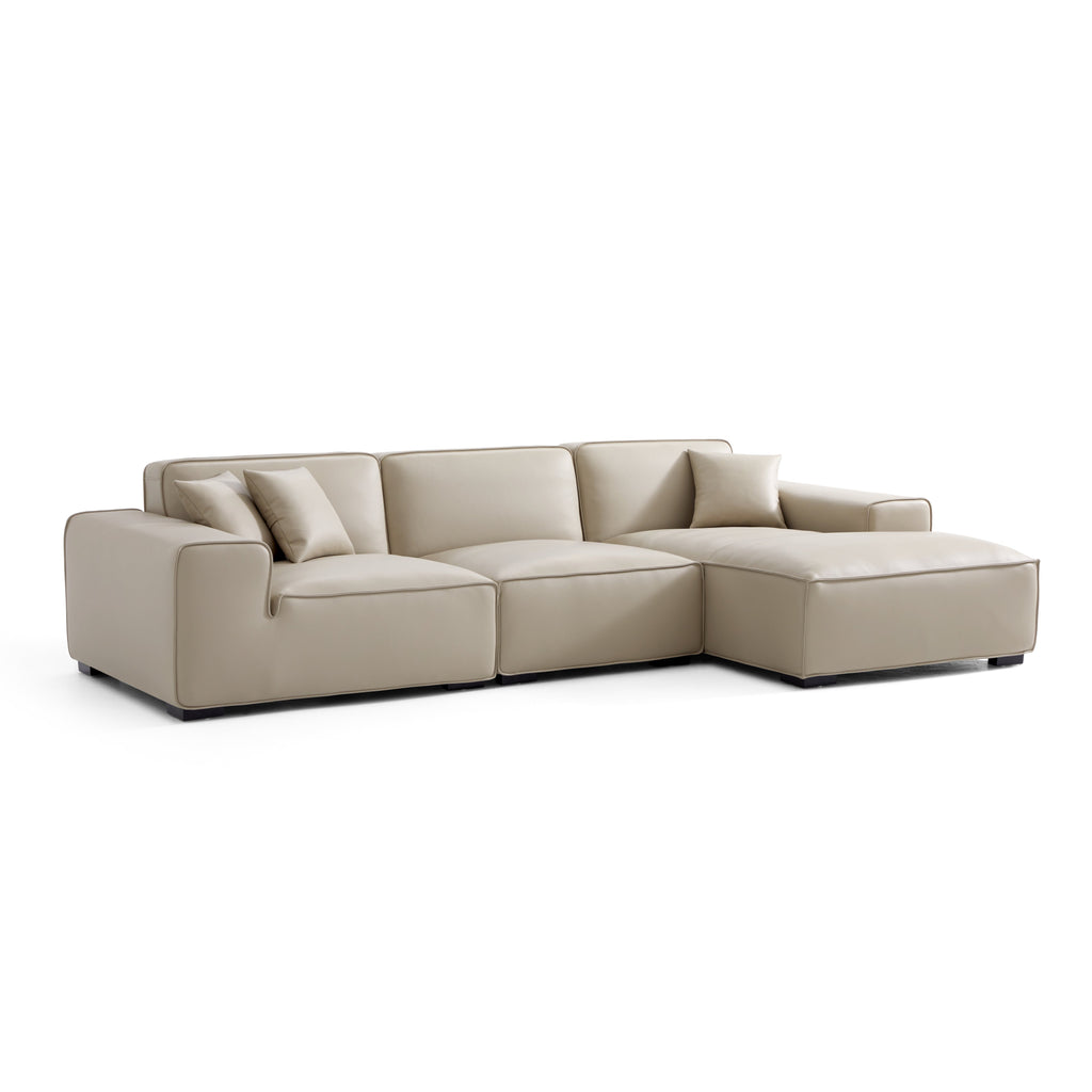 Domus Modular Black Leather Sectional Sofa