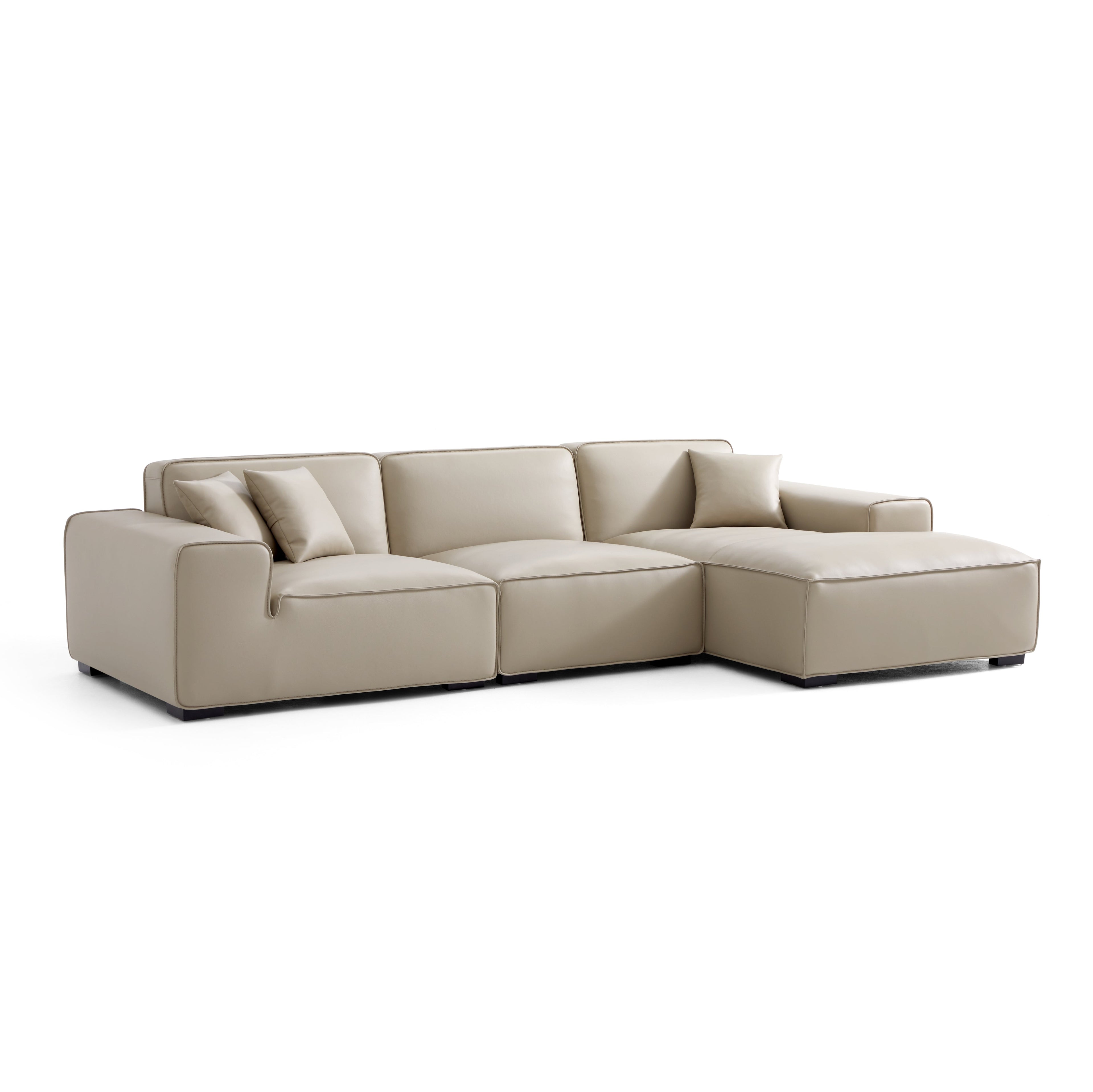 Domus Modular Black Leather Sectional Sofa