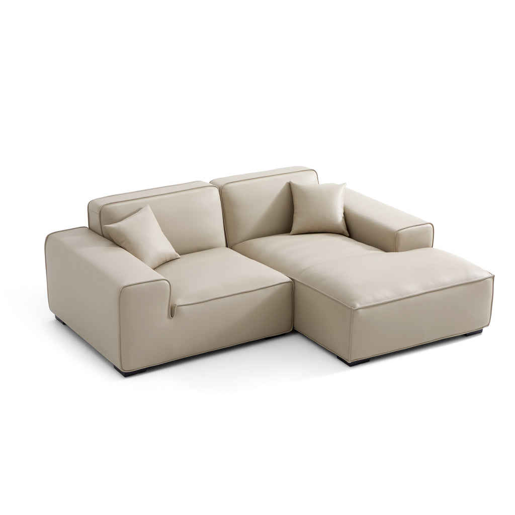 Domus Modular Black Leather Sectional Sofa