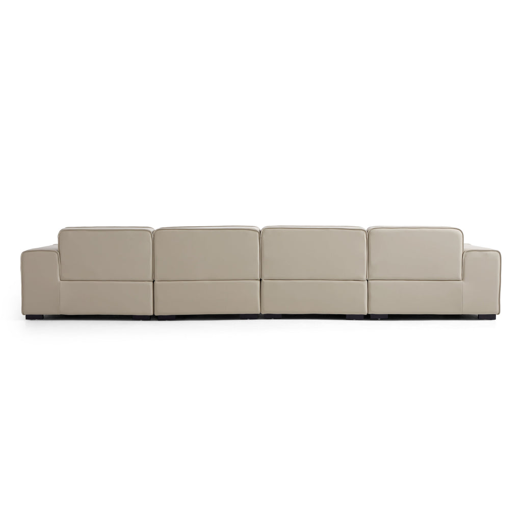 Domus Modular Black Leather Double Chaise Sectional