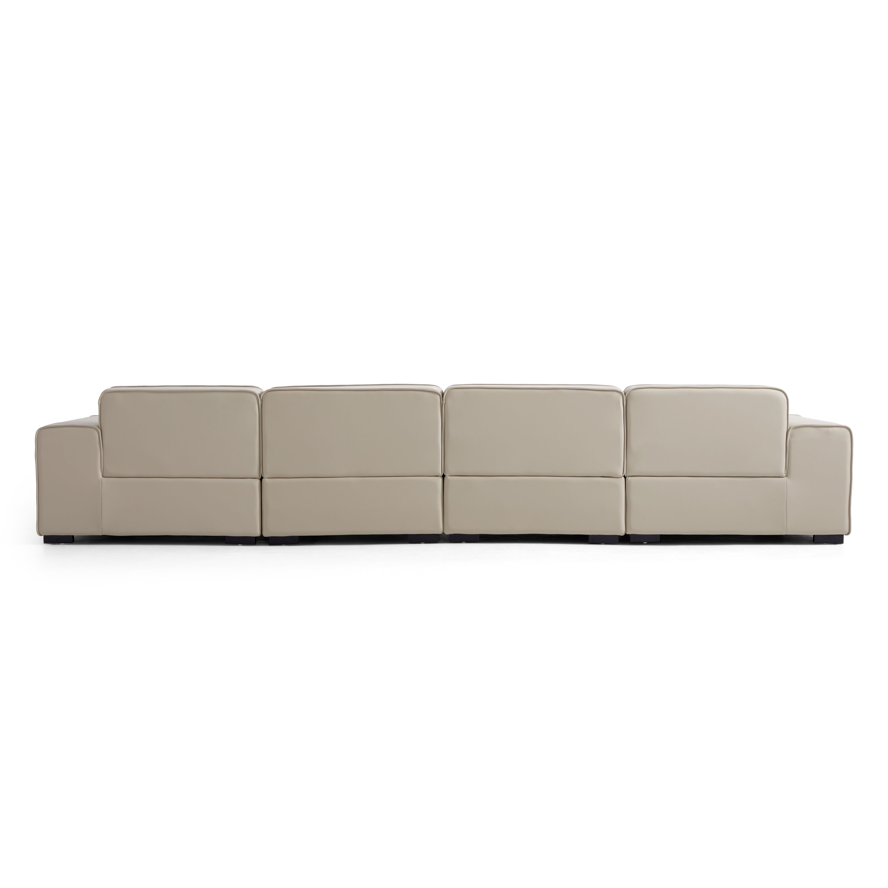 Domus Modular Black Leather Double Chaise Sectional